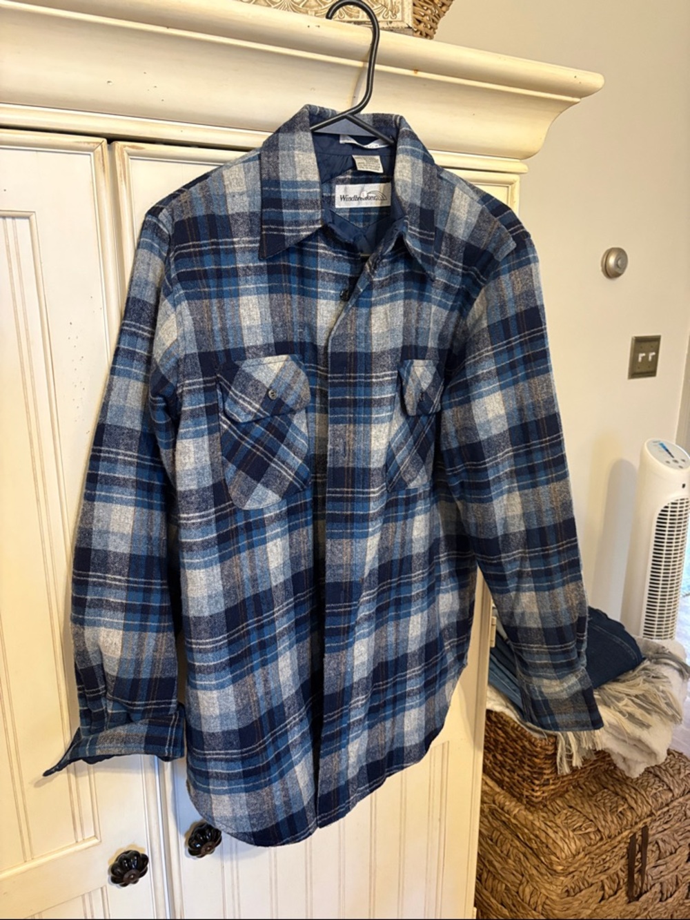 Woolrich Blue & Light Blue Plaid Flannel Shirt